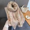 65*185cm Thickened Warm Scarf For Women Luxury Floral Long Tassel Pashmina Shawl Faux Cashmere Warps Autumn Winter Blanket
