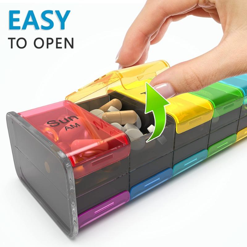 Extra Large Weekly Pill Organizer 2 Times a Day Am Pm 7 Day Oversized Daily Pill Case Cute Vitamin Organizer Portable Container