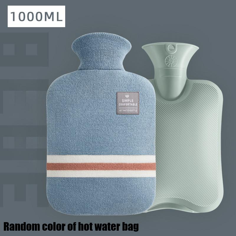 Hot Water Bottle with Classic Striped Cover, Hot Water Bag for Menstrual Cramps, Neck and Shoulder Pain Relief Hand Feet Warmer