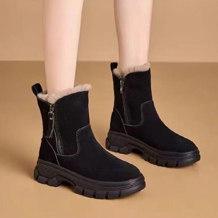 Fleece Warm Thick-soled Martin Boots Winter New Large Cotton Shoes Short Boots Non-slip Snow Boots