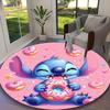 [1pc Stitch Pastel Donut Floral Office Carpet] Easy Maintenance Chair Rug for Conference Room Use, Durable Round Sofa Floor Mat