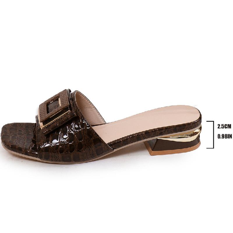 Мода Мода Женские Шлепанцы на Высоком Каблуке Летние Слипоны Элегантная Обувь на Низком Каблуке для Свадебной Вечеринки Удобные Нескользящие Женские Шлепанцы