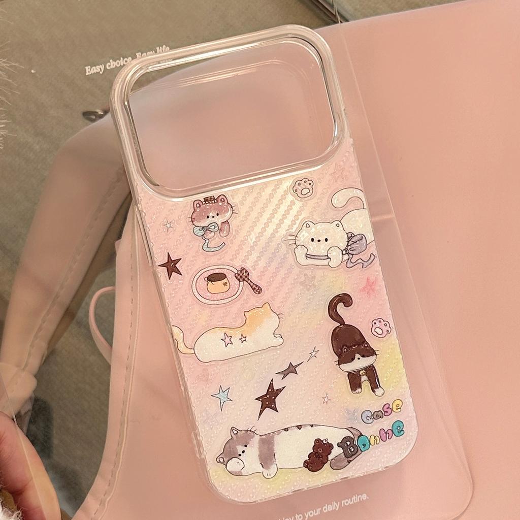 Rainbow glitter mobile phone case is suitable for 17 Apple 16promax cat cartoon iphone15 hard 11 high value 14
