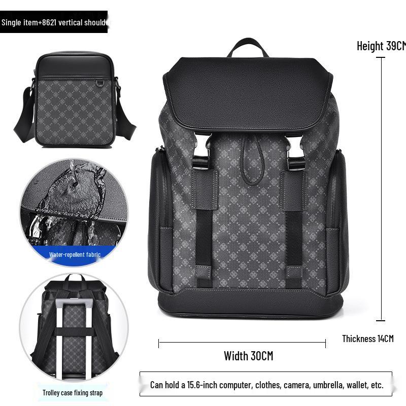 Men's Trendy High-End Business Laptop Backpack - Large Capacity Travel & Schoolbag with Old Flower Design