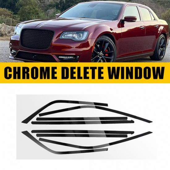 8x Fit 2011 12- Chrysler 300 Side Window Chrome Delete Film Blackout Trim EA