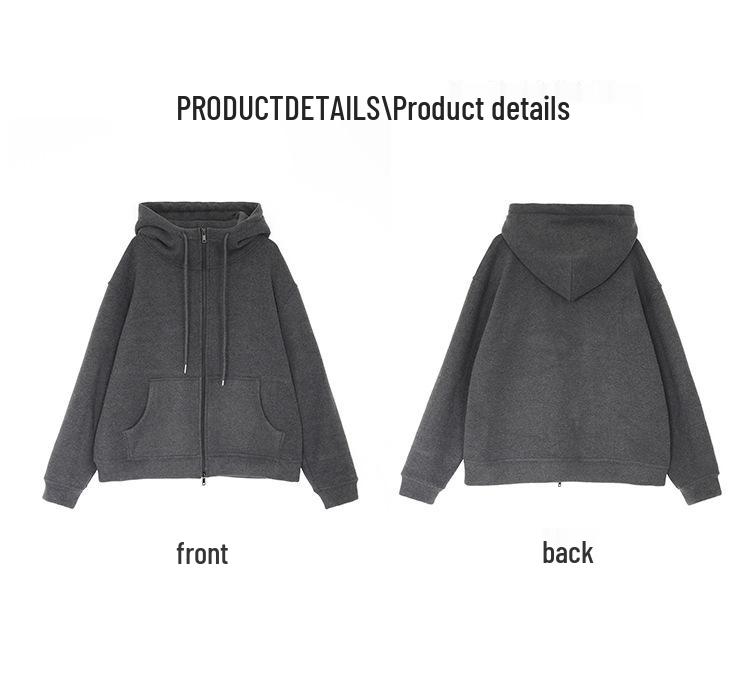 Plus Size Women's Soft Fluffy Korean-Style Hooded Zipper Sweatshirt - Fashionable and Slimming.