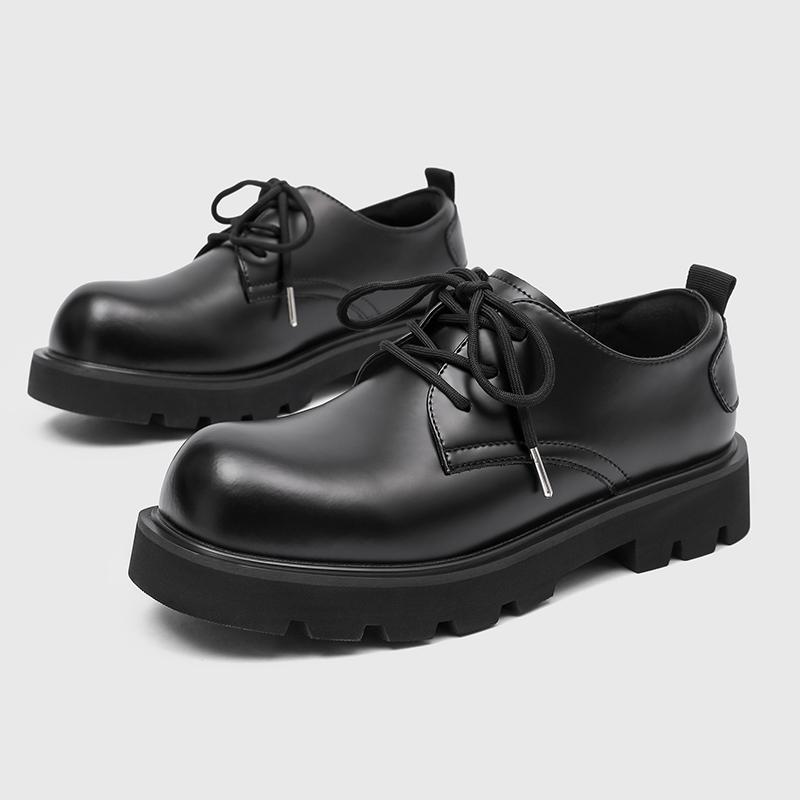 

Casual lace up men s leather shoes Retro and minimalist styles Leisure Business High quality Derby shoes Thick bottom versatile 46