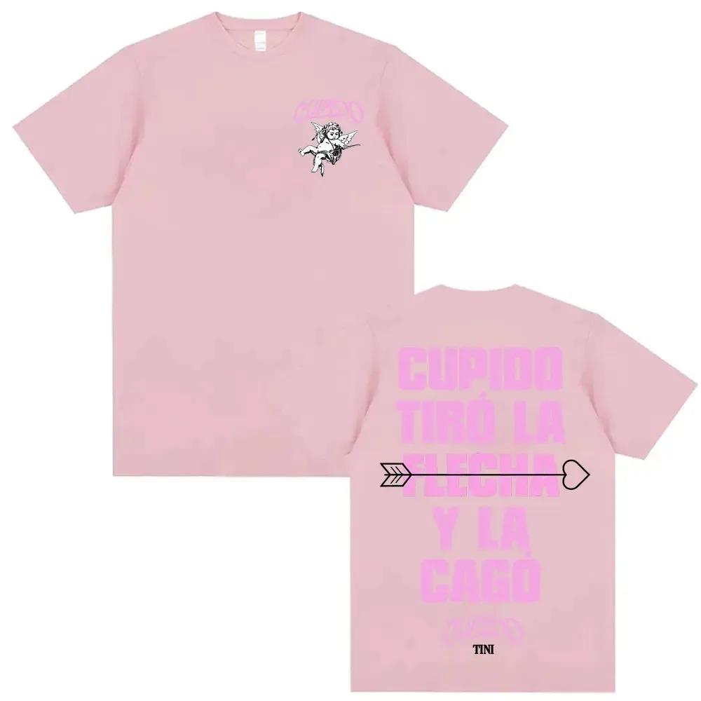 TINI Cupido Album Doppelseitiges Grafik-T-Shirt Latin Pop-Sänger Oversized Schwarz Unisex Freizeit Baumwolle Damen und Herren T-Shirts