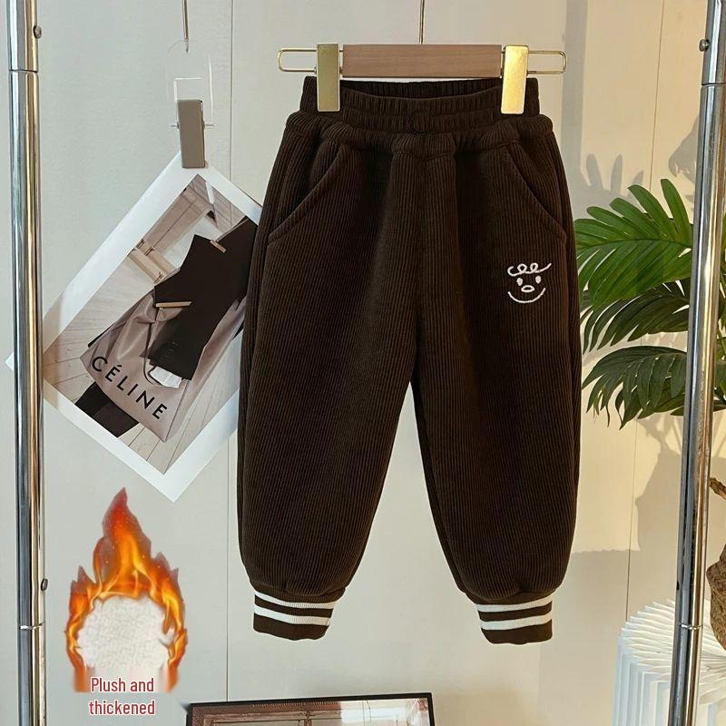 Jungen Samt-gefütterte Freizeithosen - Herbst/Winter 2026 Kollektion Warme Trendige Lange Hosen für Mittelgroße und Kleine Kinder