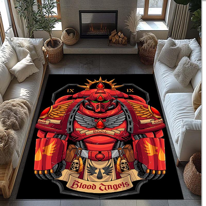 Black Printed Flannel Area Rug Non Slip Soft Polyester Floor Carpet Indoor Decor Mat for Bedroom Living Room Sofa Game Room Home Decoration