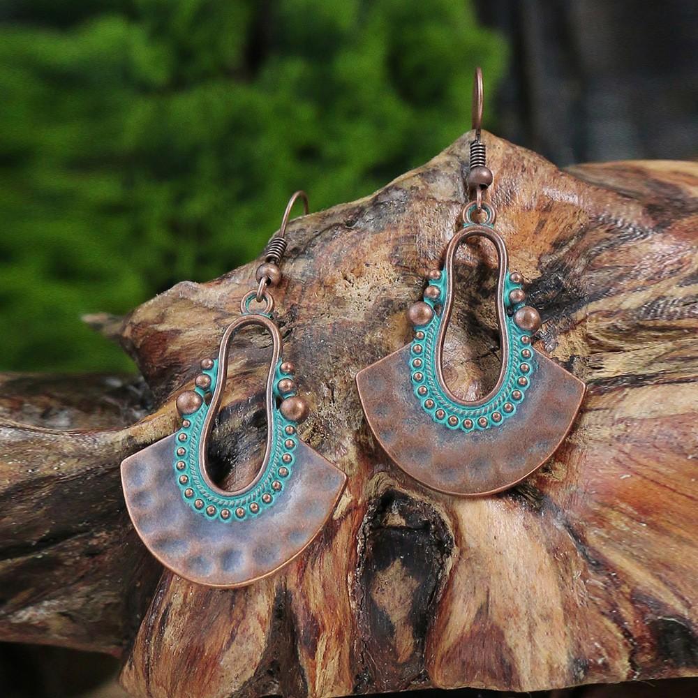 Popular earrings, European and American creative alloy earrings, bohemian round oil drop earrings, ethnic style jewelry
