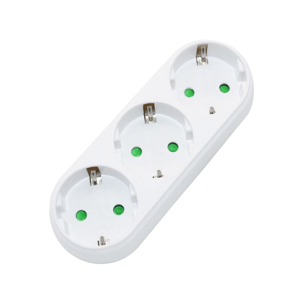 Deutscher Typ 3-Wege-Steckdosenadapter mit Schaltern Kompakter vielseitiger 3-in-1-Elektrosteckeradapter für den Heim- und Bürogebrauch