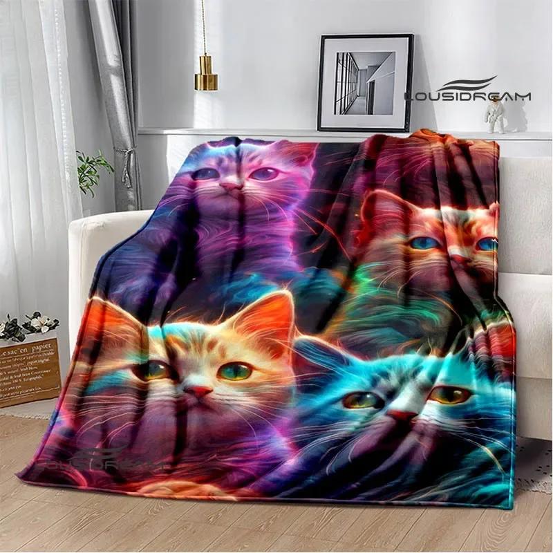 3D Cute Cat Printed Blanket Flannel Warm Blankets Soft and Comfortable Blanket Bed Linings Cubre Cama Birthday Gift