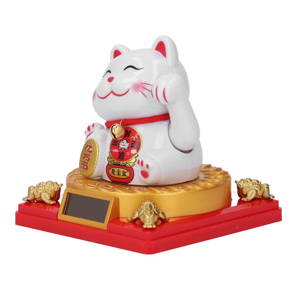 Solar Energy Powered Beckoning Lucky Money Cat Good Luck Feng Shui Lucky Cat Waving Arm for Home
