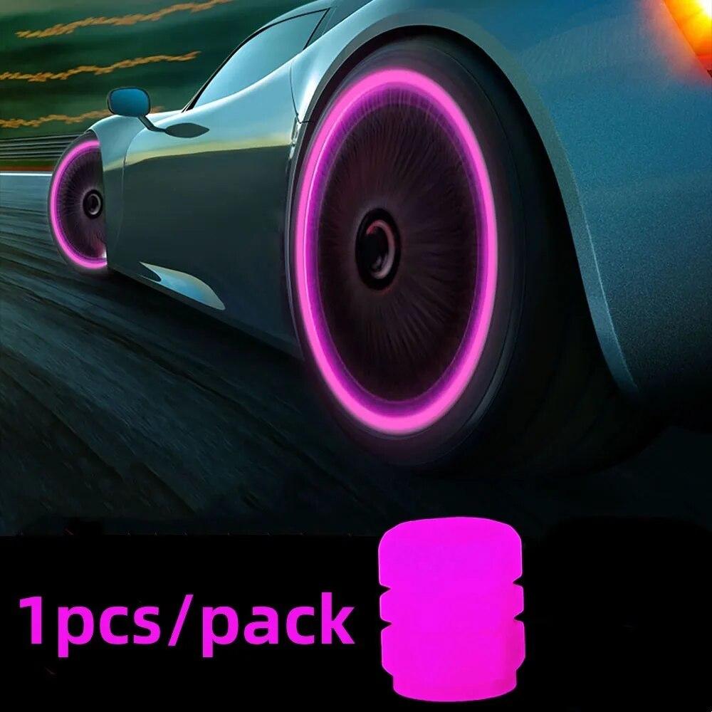 Leuchtende Ventilkappen Fluoreszierend Rot Nachtleuchtend Auto Motorrad Fahrrad Rad Styling Reifennabe Universalkappe Dekor 4 Stück