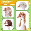 ABIY Porch Goose Outfits 4 Pcs Wig With Hair Clips, Cute Lawn Goose Statue Braid Wig, Costume For Outdoor