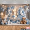 Two-dimensional Plane, Banner Background Fabric for the Two-year-old Birthday Party, with a Blue and White Balloon Theme