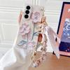 Relief Flower Phone Case For Samsung Galaxy Z Fold 7 5G Scarves Bracelet Hand Strap Protective PC Hard Shell Fold7 Back Cover