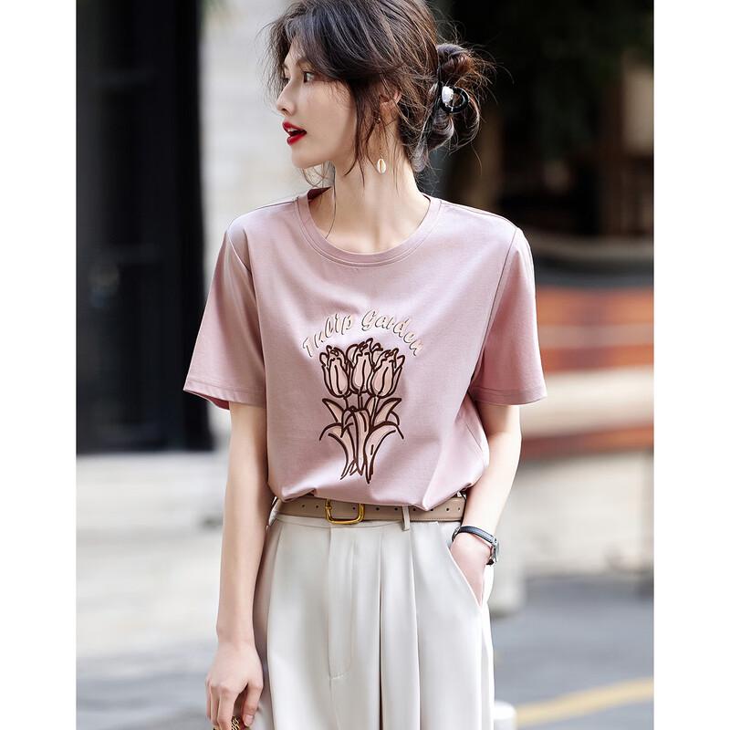 Demana Paris Holiday Women s Tulip Print Short Sleeve T-Shirt S