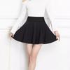 Women's Autumn High-Waisted A-Line Puffed Skirt Elasticated Waist Pleated Black Umbrella Full-Skirted Casual All-match Versatile Skirt