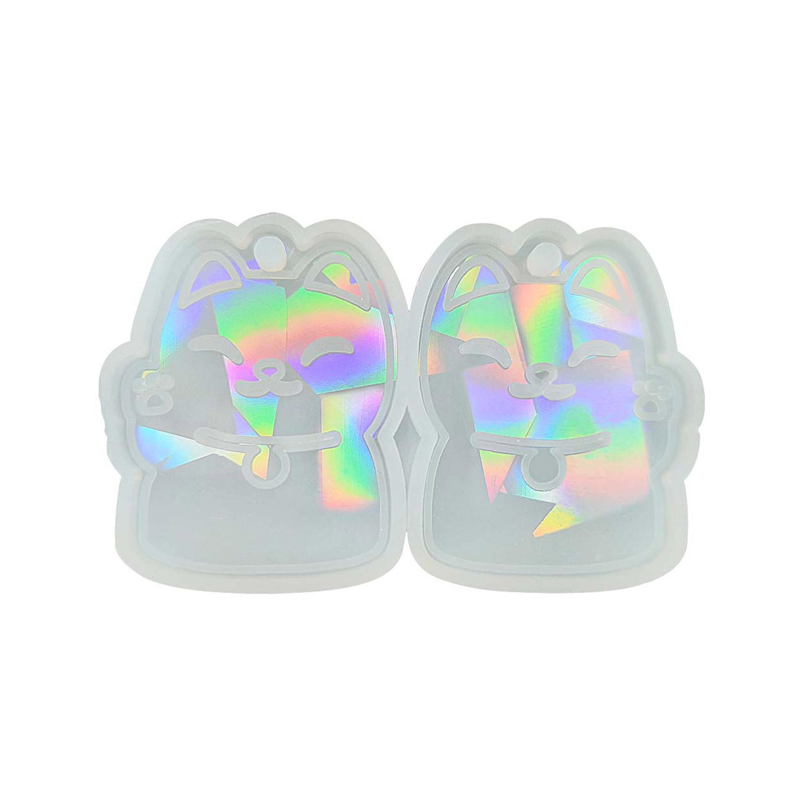 

Silicone Cute Lucky Cat Holographic Molds Light Shadow Earrings Pendant Mold DIY Ornaments Jewelry Epoxy Crafting Mold 1