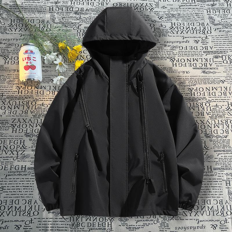 Outdoor Jacket Functional Twill Zipper Hooded Solid Color Men's Trench Coat Autumn Couples Jacket Mountaineering Suit