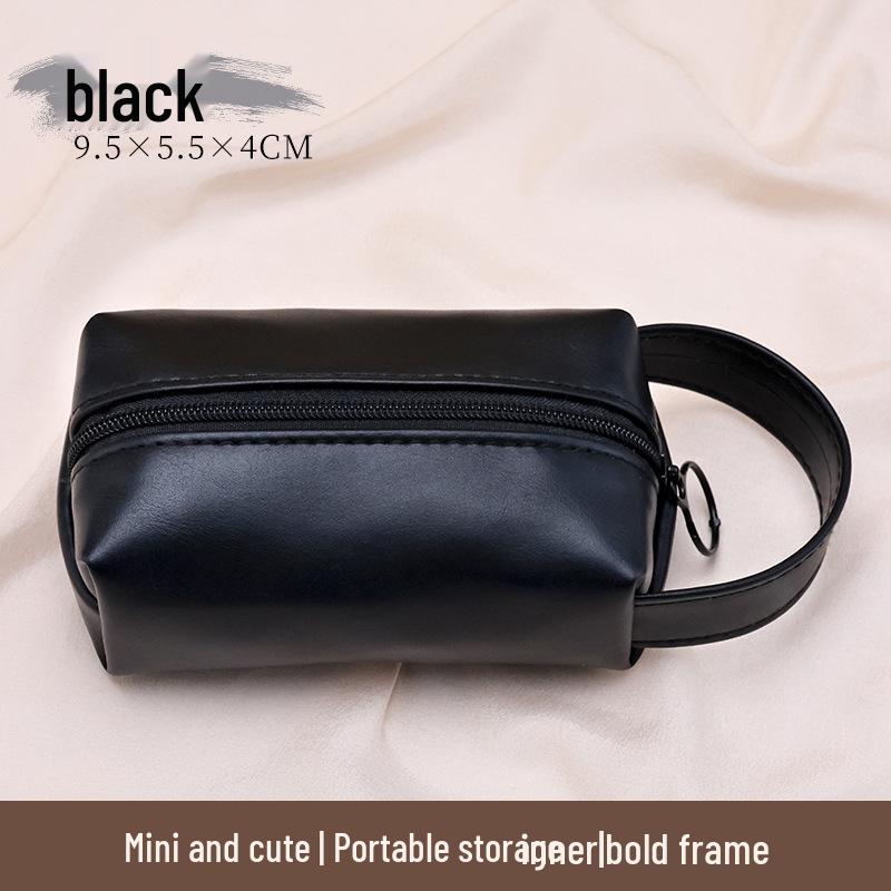 Compact PU Makeup Bag - Portable Handheld Storage & Coin Purse