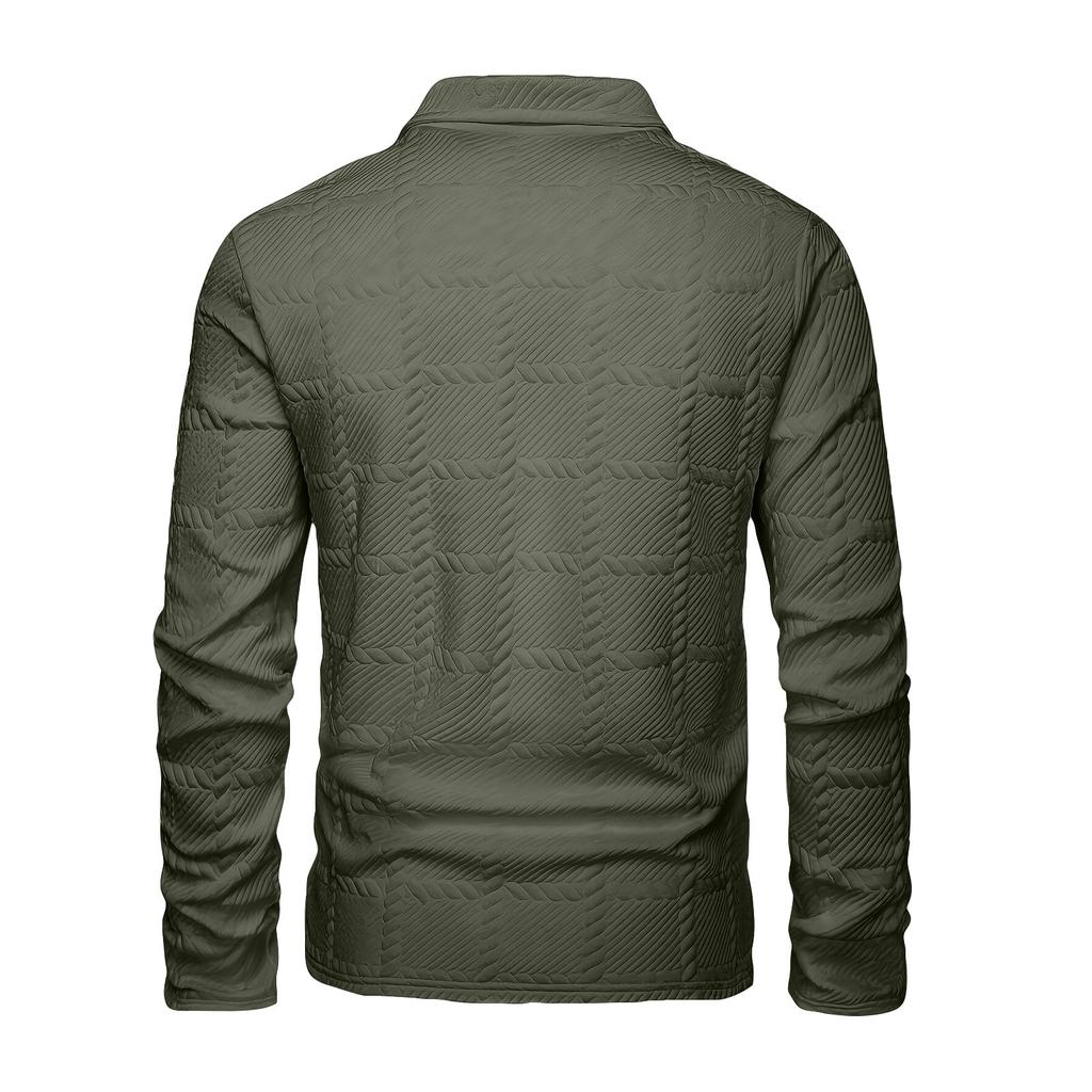 Men's Solid Color Sports Button Lapel Long Sleeve Tops Men's Casual Fashion Long Sleeve Tops