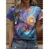 Fashion Women's Crew Neck Short Sleeve 3D Casual Color Printing Casual Short Sleeve Crew Neck T-Shirt