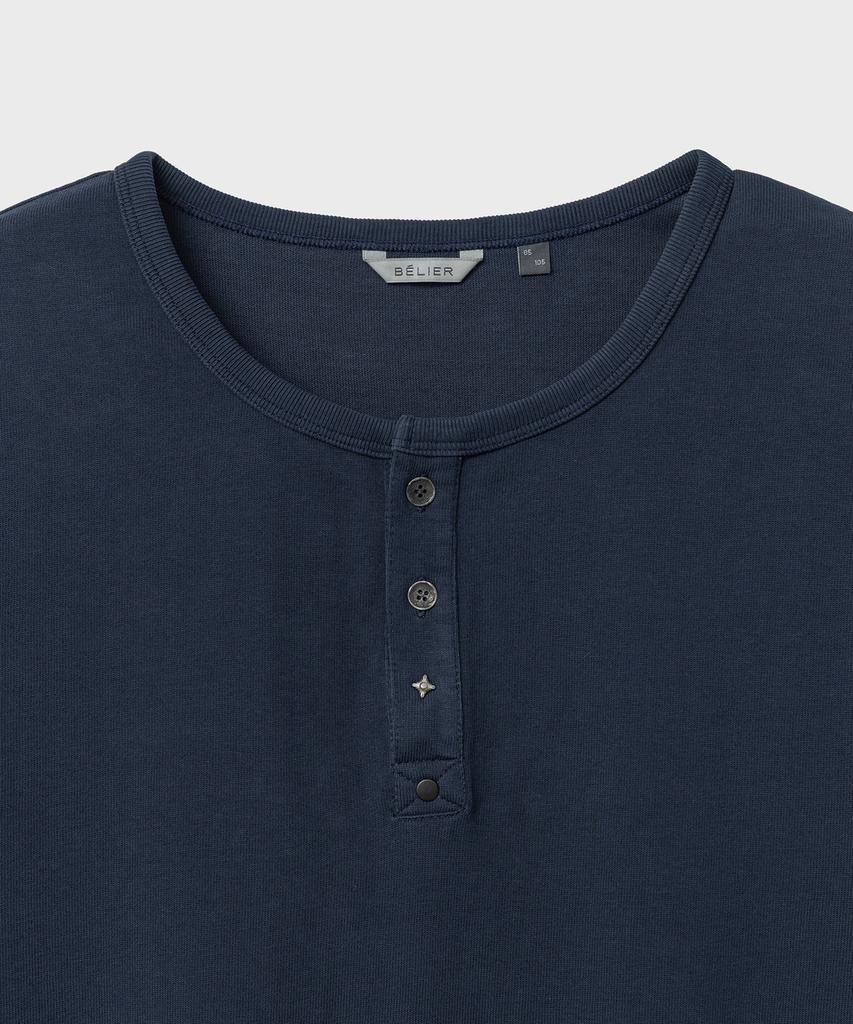Bellie Variant Henley Neck T-Shirt - Washed Navy