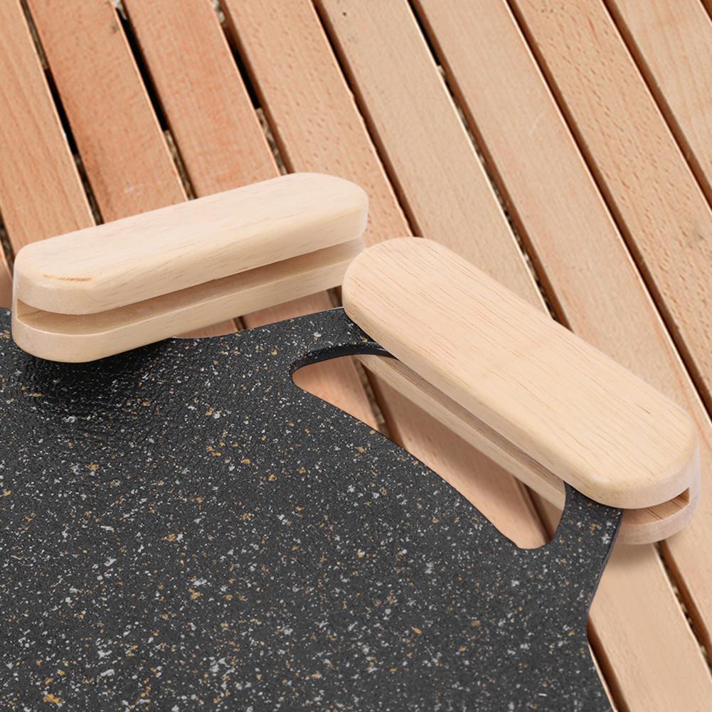 2-20Pc Solid Wood Grill Pan Insulated Grip Heat Resistant Portable BBQ Plate Handle for Cookware Sauce Pan Sauteing Grilling Pan