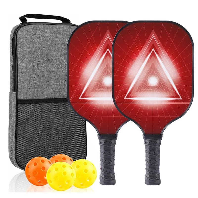 Glass Fiber Pickleball Paddle Set With 4 Balls Carry Bag Lightweight Durable Racket Beginners Recreational Players