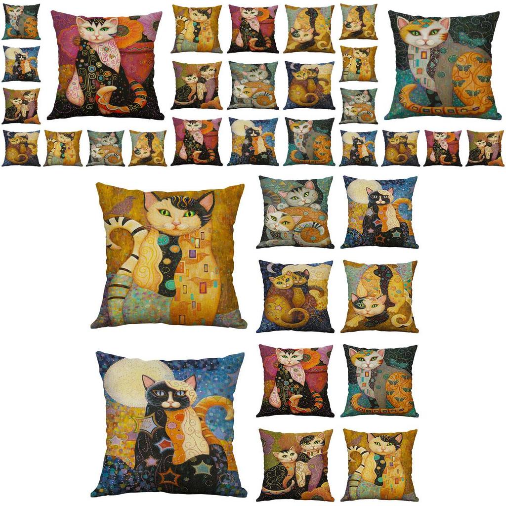 Square 177" Vintage Cats Pillow Case Cover Sofa Waist Cushion Covers Home Decor