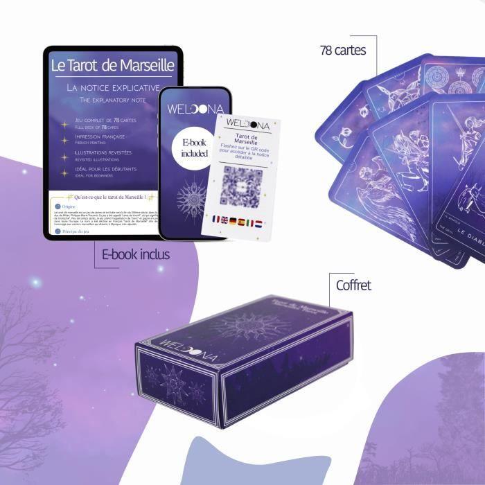 WELOONA - Tarot De MarseilleDivinatory Tarot Deck (78 Cards with E-book Included)