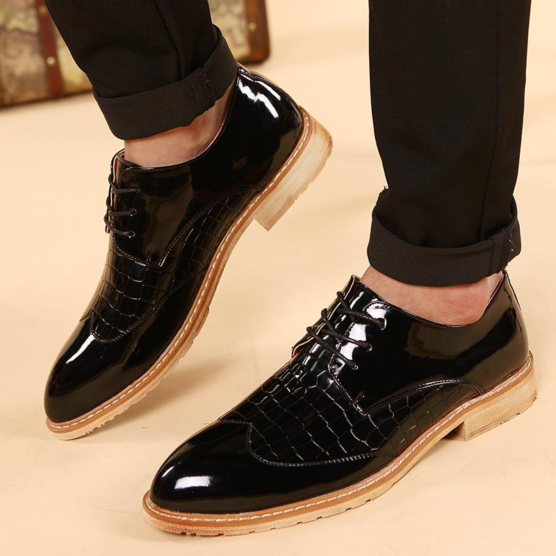 Oxford dress shoes lace up outdoor men's office suit shoes black footwear wedding formal Italian shoes popular big size 48