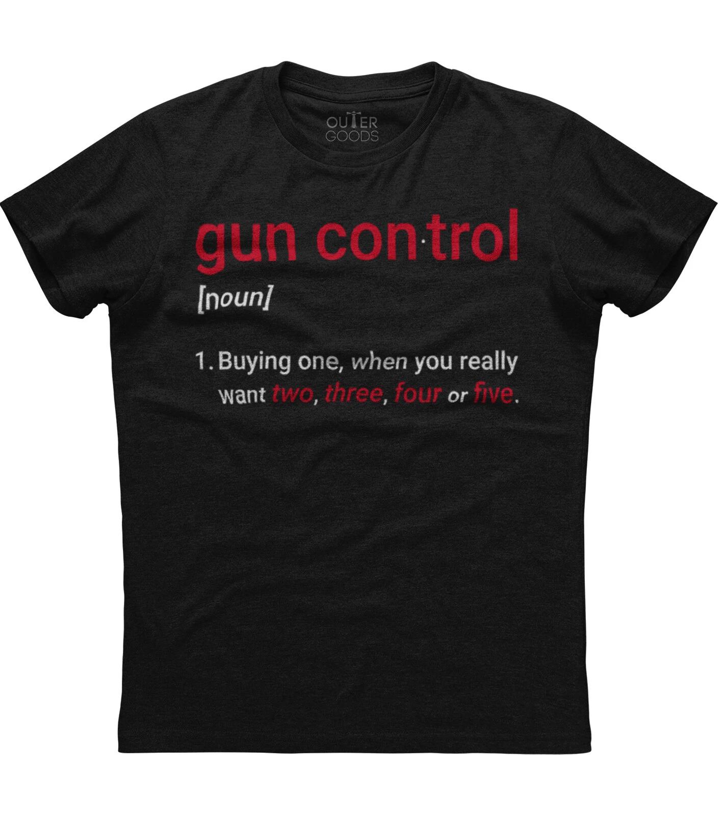 Gun Control Definition Funny Statement Mens Short Sleeve Cotton Black T-shirt 3XL