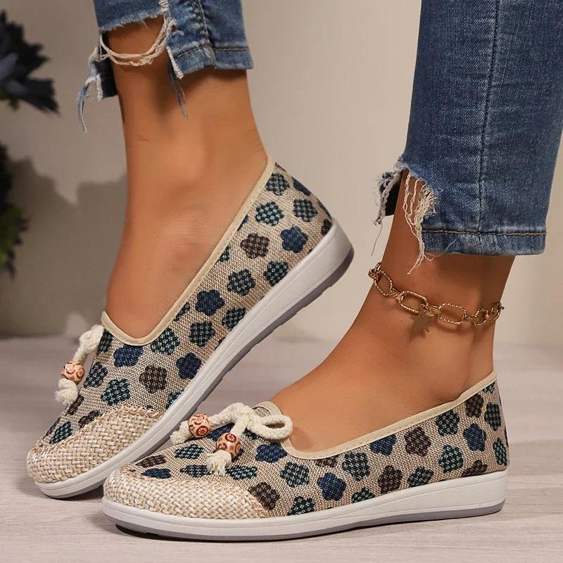 Spring and Summer Bow Tie Decorated Flat-soled Elegant Women's Shoes Casual Lightweight Non-slip New Loafers Zapatos Mujer