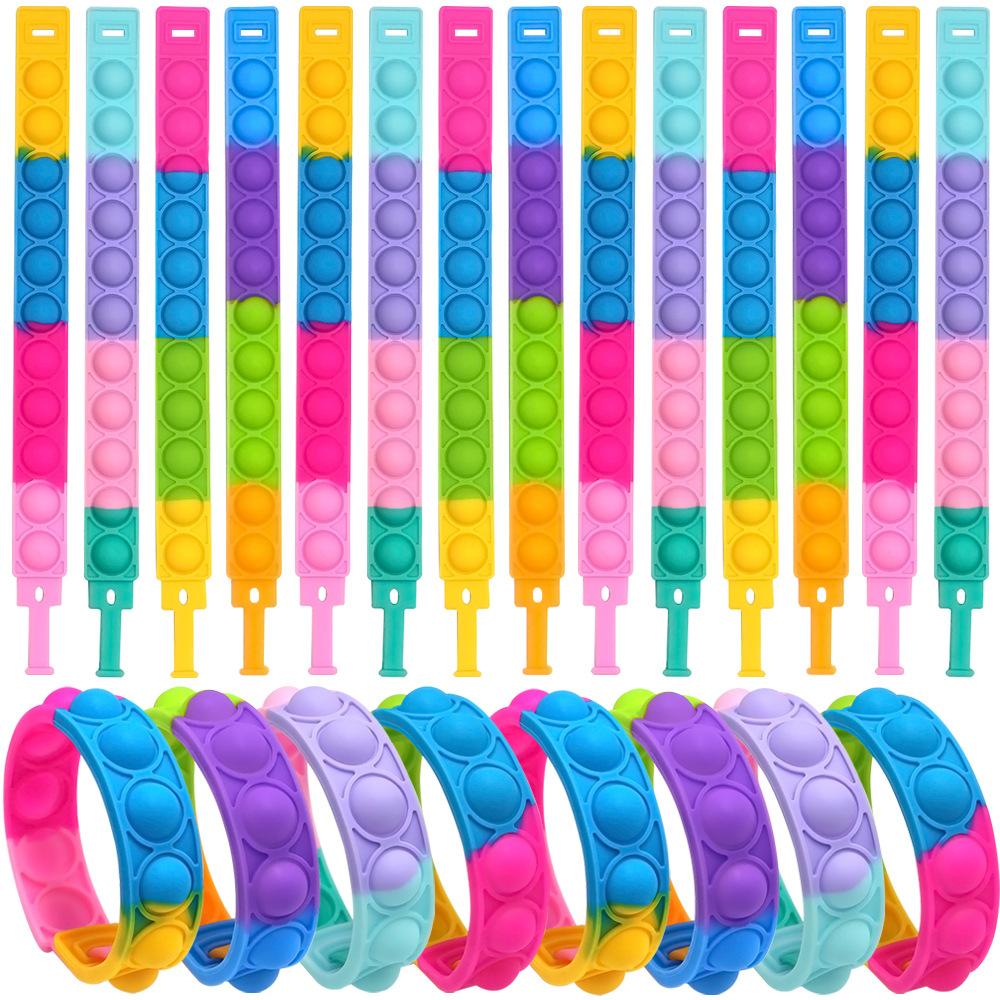 102050 Stück Armband Fidget Spielzeug Push Stressabbau Blase Sensorisches Spielzeug Regenbogen Silikonarmband Party Mitgebsel für Kinder Erwachsene