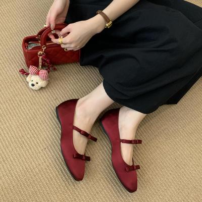 French Gentle Shallow Mouth Single Shoes Female 2025 New Retro Temperament Fairy Ballet with Skirt Bow Mary Jane Shoes