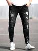 New Casual Ripped Jeans Men'S Trend Elastic Washed Small Feet Slim-Fit Pants