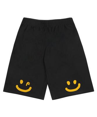 GRAVER [Unisex] Černé Bermuda kraťasy na cvičení s kresleným úsměvem na zádech