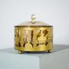 1Pcs Gold/Black Middle East Muslim Candy Fruit Tray Islamic Festival Metal Tea Tray Snack Dried Fruit Box Storage Box with Lid