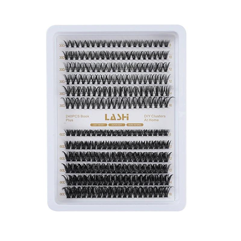 

8-16mm Mixed Length False Eyelashes, 240 Pcs 30D & 60D Mix Volume Clusters, DIY Self-Grafting Eyelash Extensions for Natural to Dramatic Look