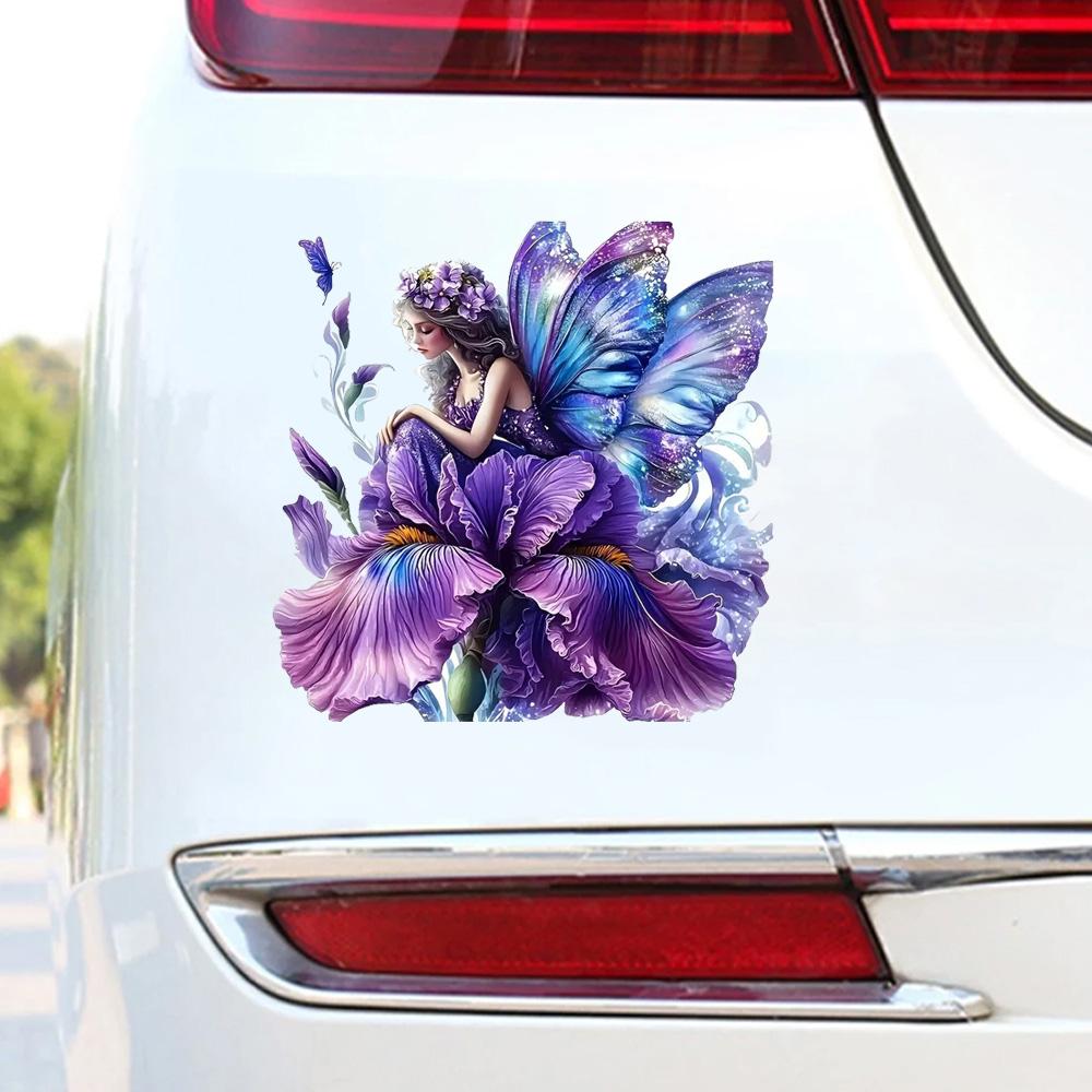 QT2463#15cm Dreamy Purple Realm High-Quality Stickers of The Princess And Flowers Car Sticker for Laptop, Truck,Motorcycle, Window
