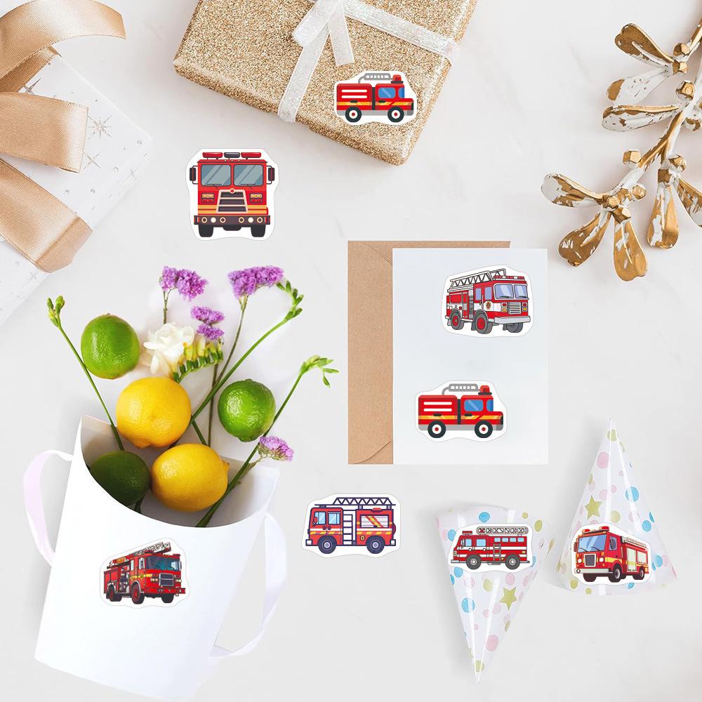 500PCS Fire Truck Roll Stickers Graffiti Cartoon Art Gift Scrapbooking Living Room Phone Community Skateboard Nostalgia Sticker