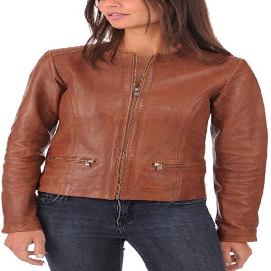 Noora New Womens Lambskin Brown Leather Jacket, Biker Style Jacket, Best Gift For Her