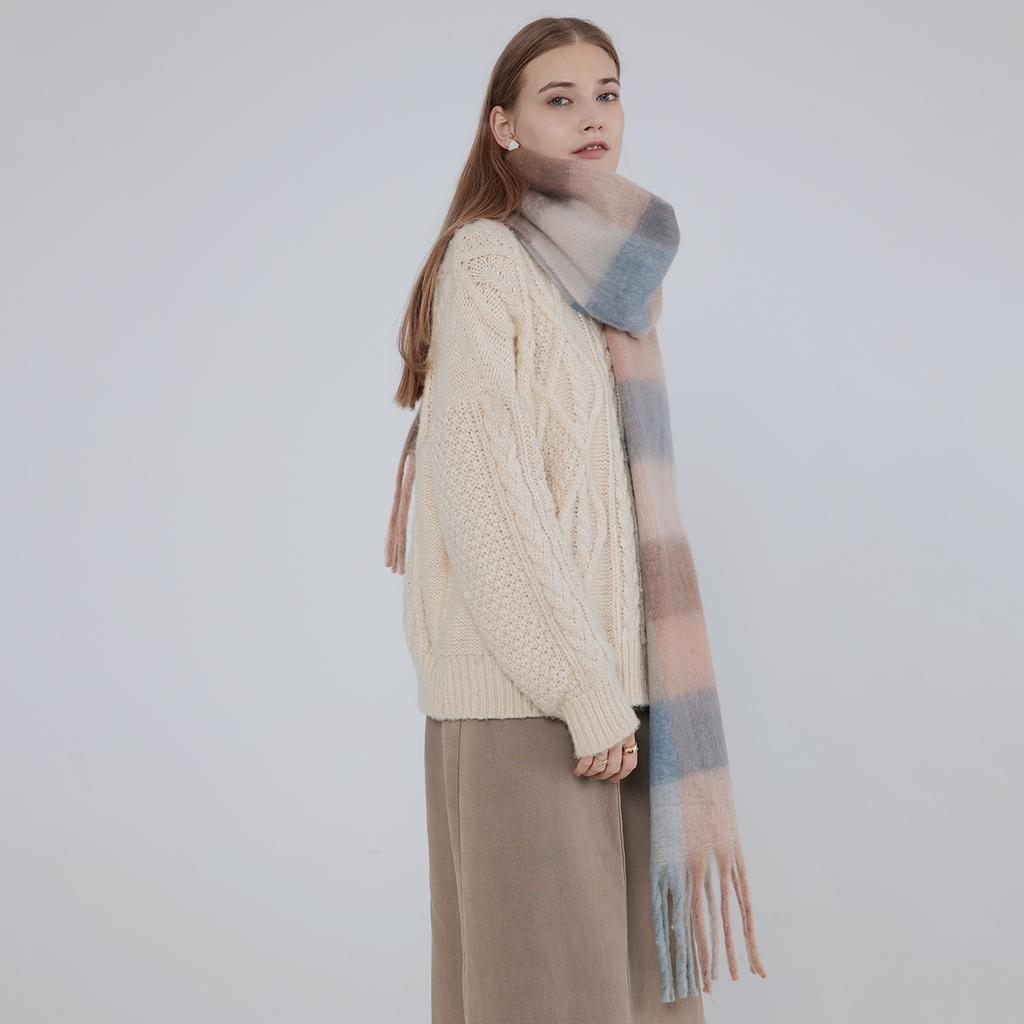 Plaid Scarf Women's Imitation Cashmere Style Versatile Autumn and Winter Warm Shawl Scarf