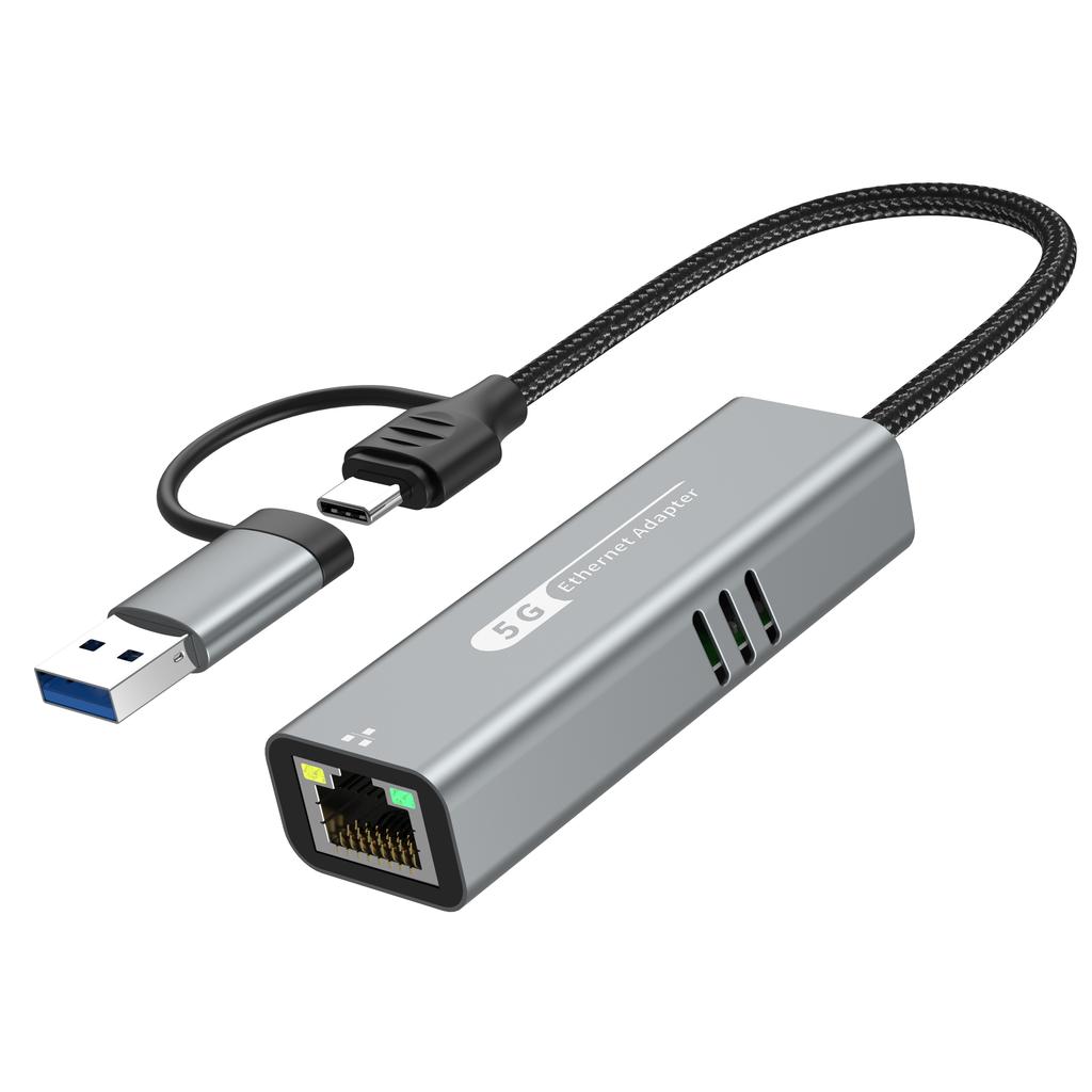 Type-C USB 5G Network Adapter High Speed Ethernet Gigabit LAN Port Support Windows/Macos/Linux/Android