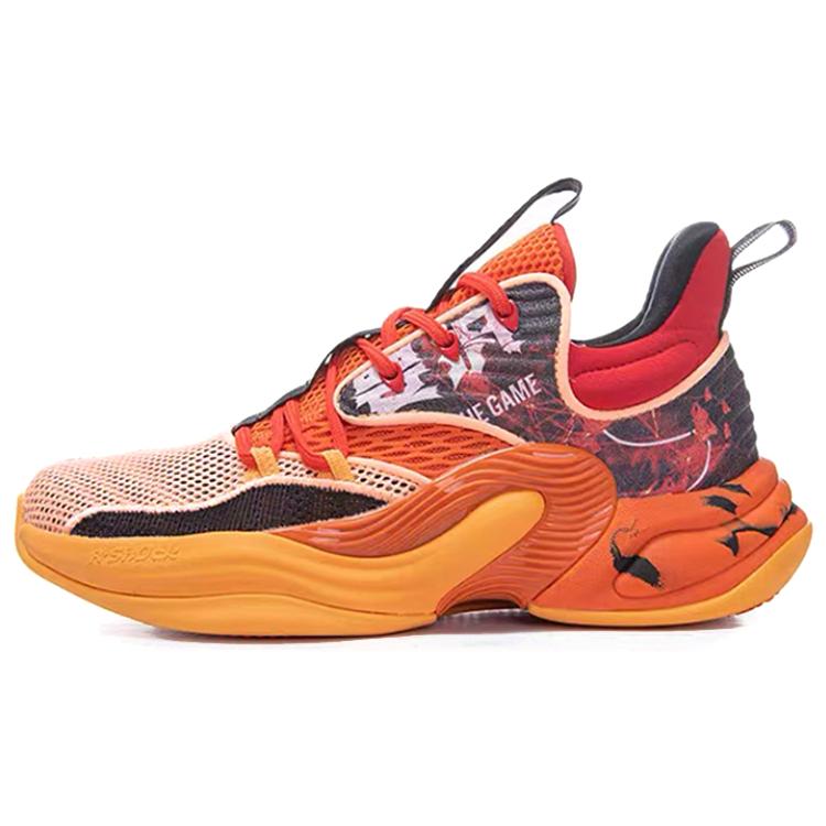 New ANTA Hear Wave 2 Basketball Shoes Men Mid Top Racing Orange/Fluorescent Sunset Orange/University Red 112031105-3