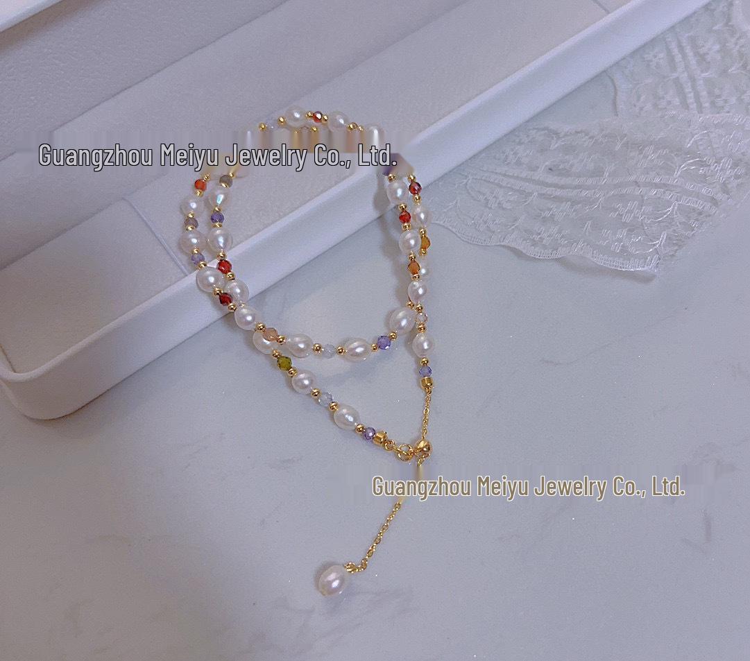 

Красочное колье из циркона и жемчуга с магнитной застежкой - Роскошный дофаминовый чокер